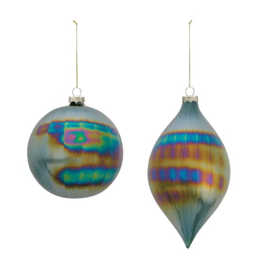 Melrose Elegant Green Glass Ornament Set